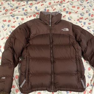 north face nupste 700 puffer in brown